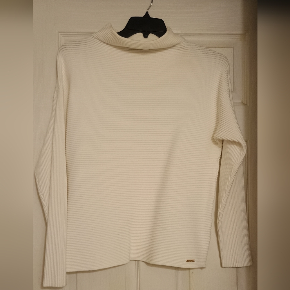 Ivanka Trump Cream Ribbed Knit Top